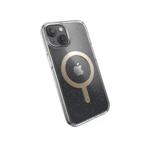 Speck Presidio Perfect Clear Glitter MagSafe  tok iPhone 14 és iPhone 13 készülékekhez, átlátszó, csillámos