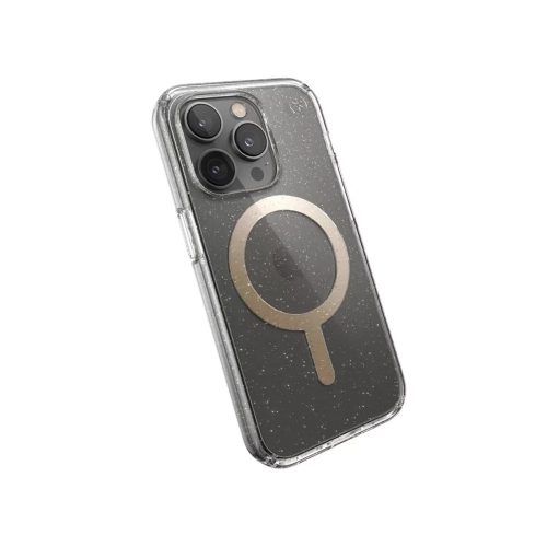 Speck Presidio Perfect Clear Glitter MagSafe  tok iPhone 14 Pro készülékhez, átlátszó, csillámos