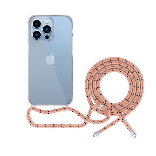 Spello Víztiszta Szilikon Tok pink vállpánttal - iPhone 15 