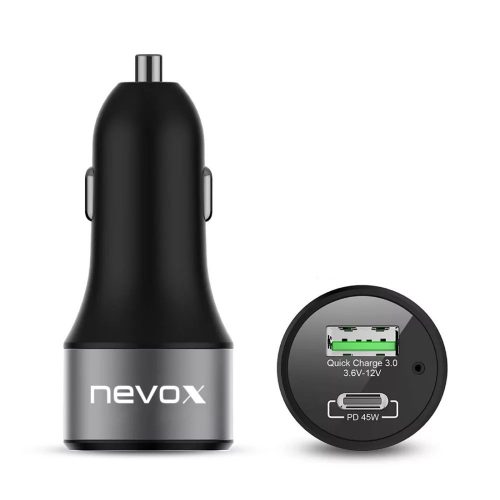 Nevox 63W USB-C + USB-A - 2 kimenetes autós gyorstöltő